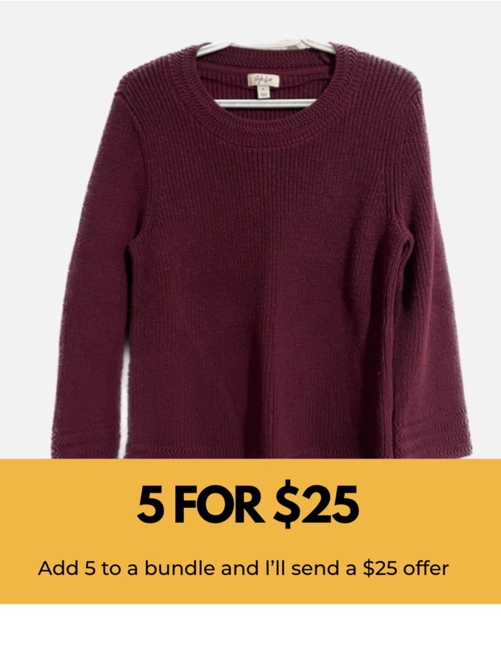 Style & Co wine sweater.